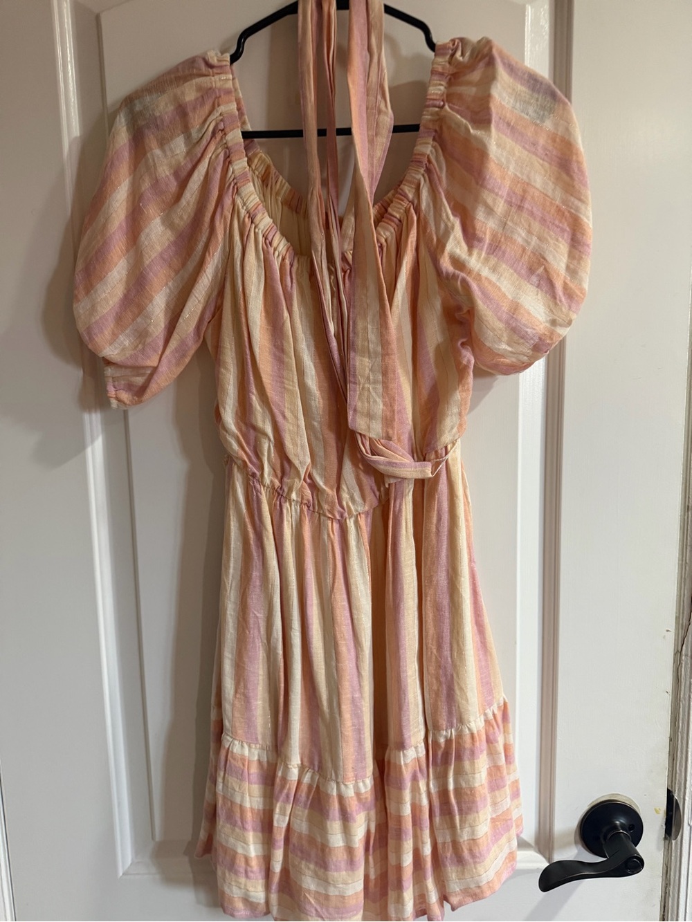Lush Peach & Pink Striped Puff-Sleeve Sundress